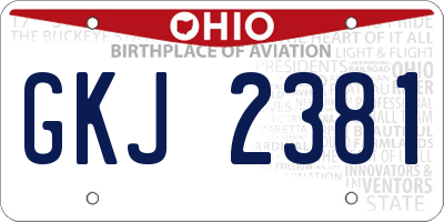 OH license plate GKJ2381