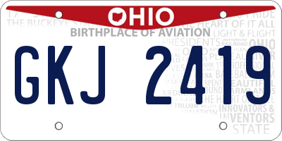 OH license plate GKJ2419