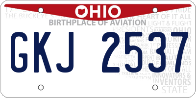 OH license plate GKJ2537