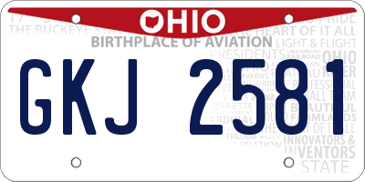 OH license plate GKJ2581