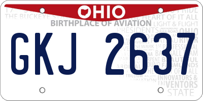 OH license plate GKJ2637
