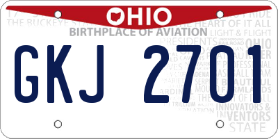 OH license plate GKJ2701