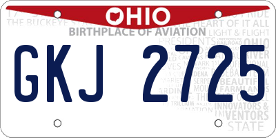 OH license plate GKJ2725