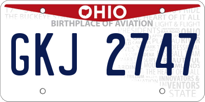 OH license plate GKJ2747