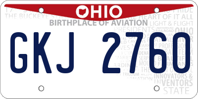 OH license plate GKJ2760