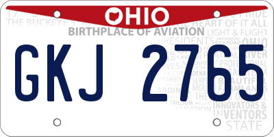 OH license plate GKJ2765
