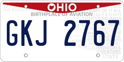 OH license plate GKJ2767