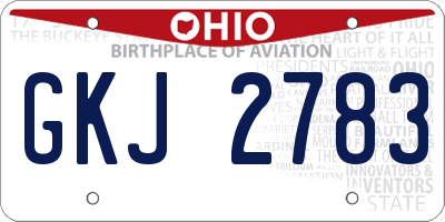 OH license plate GKJ2783