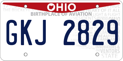 OH license plate GKJ2829