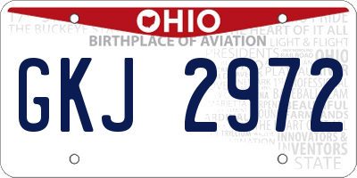 OH license plate GKJ2972