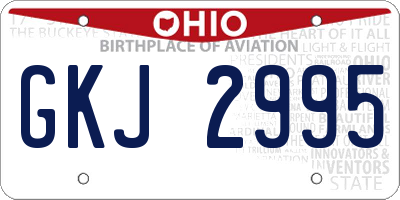 OH license plate GKJ2995