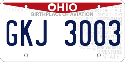 OH license plate GKJ3003