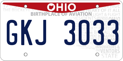 OH license plate GKJ3033