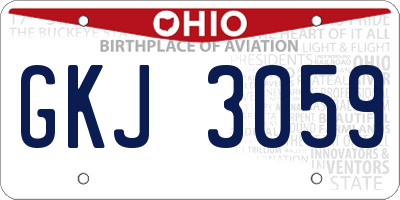 OH license plate GKJ3059