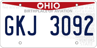 OH license plate GKJ3092