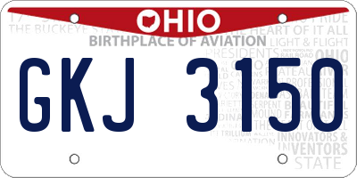 OH license plate GKJ3150