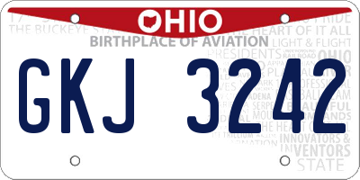 OH license plate GKJ3242