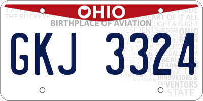 OH license plate GKJ3324