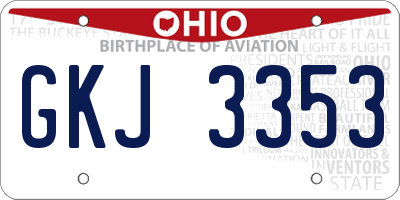 OH license plate GKJ3353