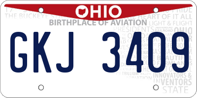 OH license plate GKJ3409