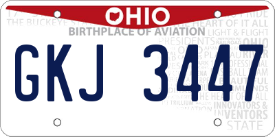 OH license plate GKJ3447
