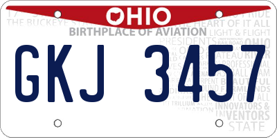 OH license plate GKJ3457