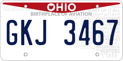 OH license plate GKJ3467