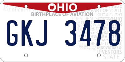 OH license plate GKJ3478