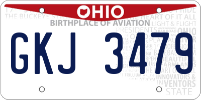OH license plate GKJ3479