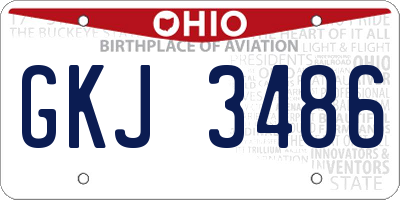 OH license plate GKJ3486