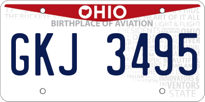 OH license plate GKJ3495