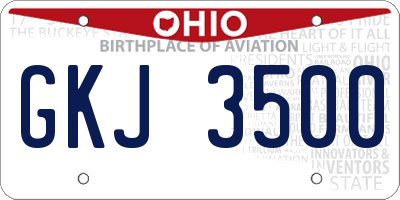 OH license plate GKJ3500