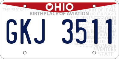 OH license plate GKJ3511