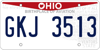 OH license plate GKJ3513