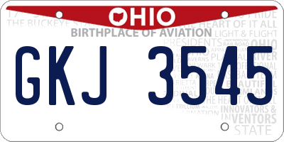 OH license plate GKJ3545