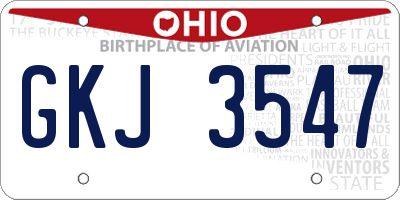OH license plate GKJ3547