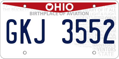 OH license plate GKJ3552