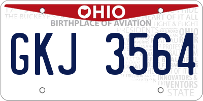 OH license plate GKJ3564