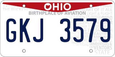 OH license plate GKJ3579