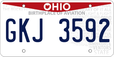 OH license plate GKJ3592