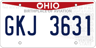 OH license plate GKJ3631
