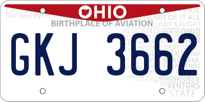 OH license plate GKJ3662