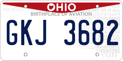 OH license plate GKJ3682