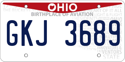 OH license plate GKJ3689