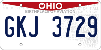 OH license plate GKJ3729