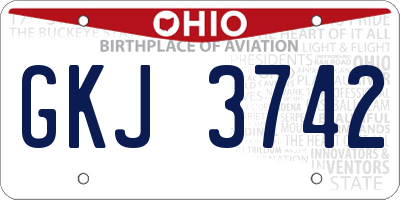 OH license plate GKJ3742