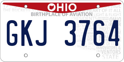 OH license plate GKJ3764