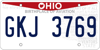 OH license plate GKJ3769