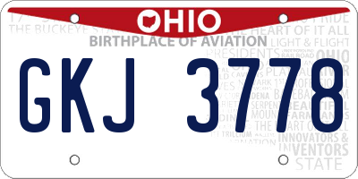 OH license plate GKJ3778