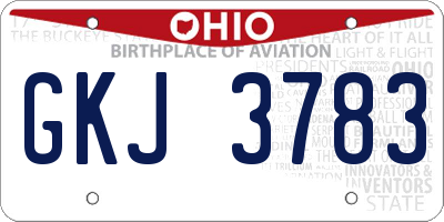 OH license plate GKJ3783